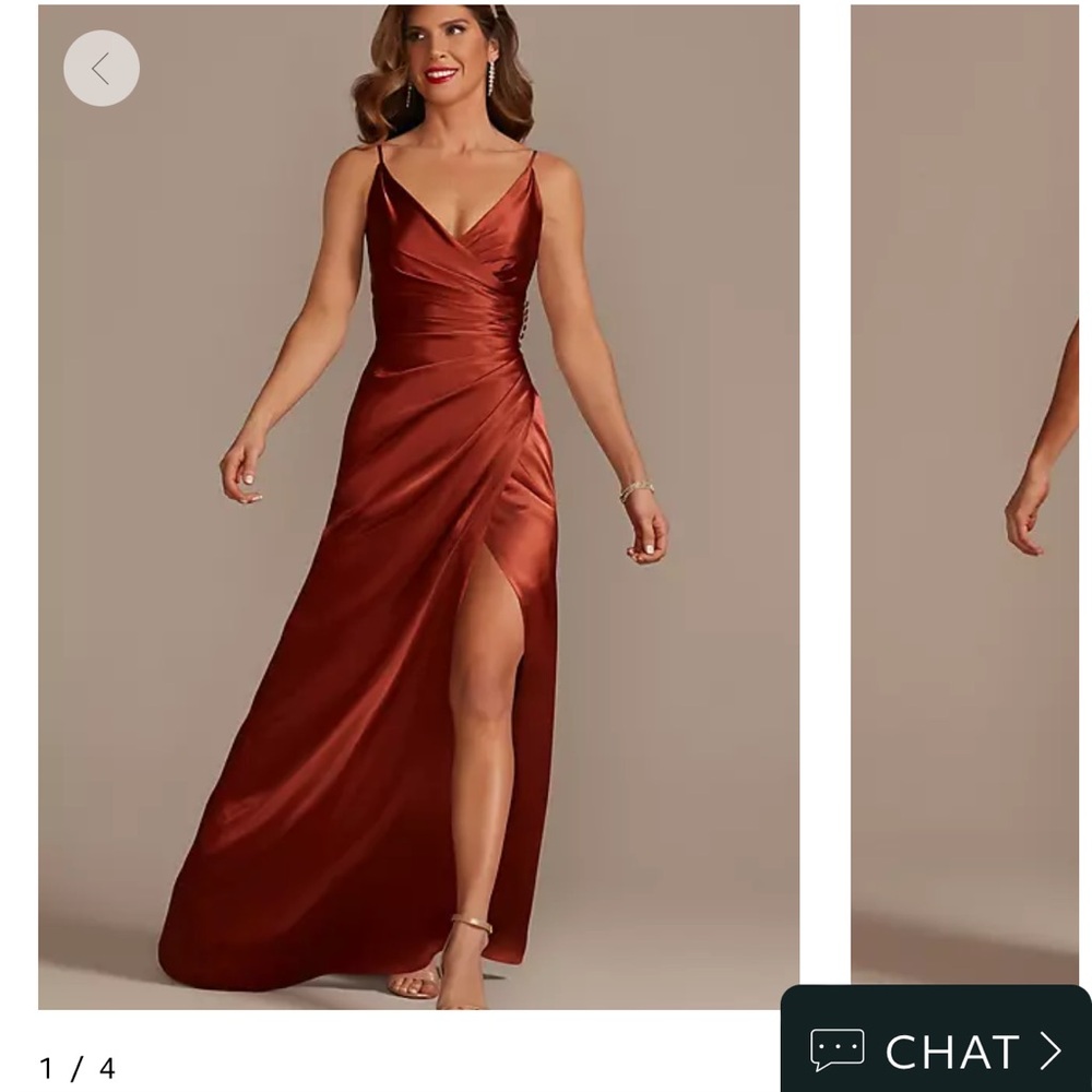 Never worn Davids bridal GALINA SIGNATURE
charmeuse strappy dress